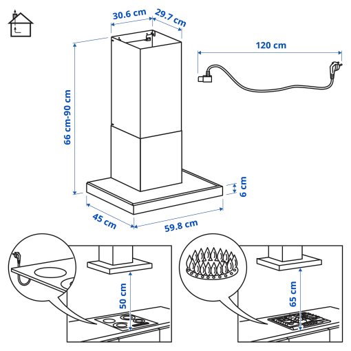 RULLBO, απορροφητήρας τοίχου/IKEA 300, 60 cm, 606.176.22