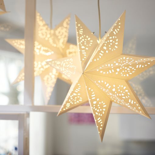STRÅLA, lamp shade star/lace, 48 cm, 606.398.84