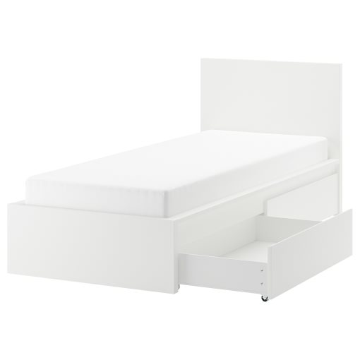 MALM, bed frame/high with 2 storage boxes, 90X200 cm, 690.327.20