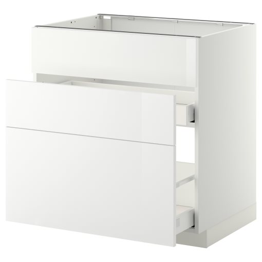 METOD/MAXIMERA, base cabinet for sink+3 fronts/2 drawers, 691.049.05