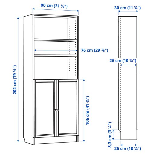 BILLY/BRIMNES, TV storage combination, 340x41x202 cm, 693.986.20
