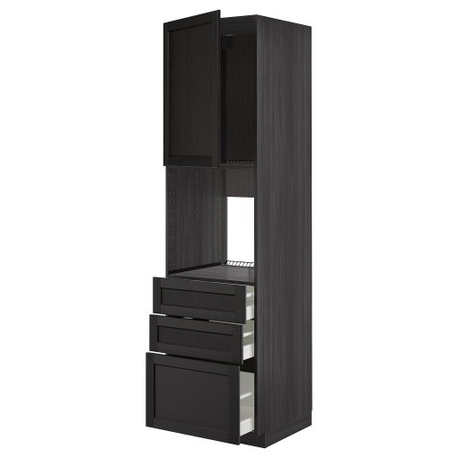 METOD/MAXIMERA, high cabinet for oven with door/3 drawers, 60x60x220 cm, 694.600.23