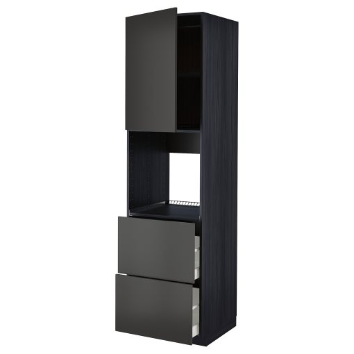 METOD/MAXIMERA, high cabinet for oven with door/2 fronts/2 high drawers, 60x60x220 cm, 694.976.63