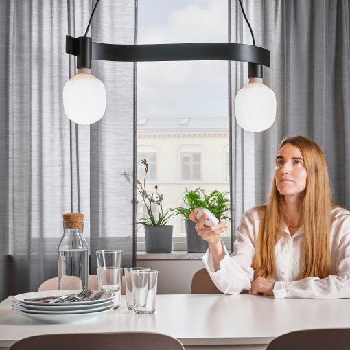 VIHALS, pendant lamp wave shaped with light bulb/smart wireless dimmable, 695.371.26