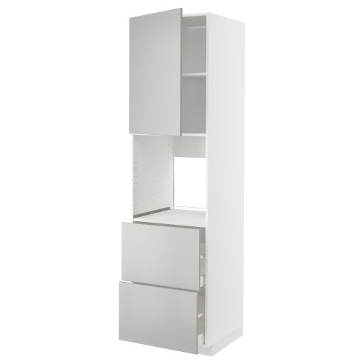 METOD, high cabinet for oven with door/2 fronts/2 high drawers, 60x60x220 cm, 695.383.57