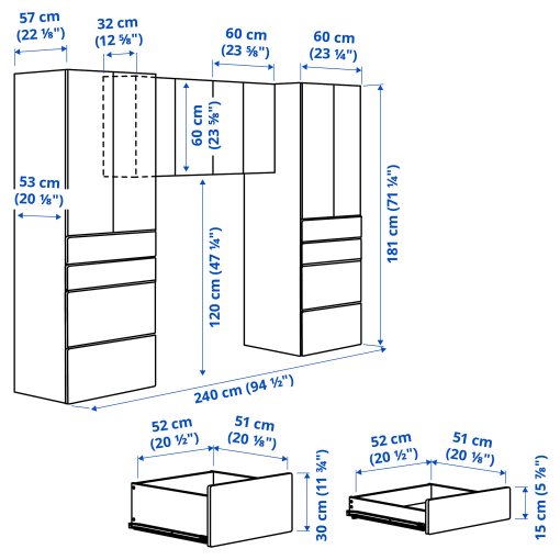 SMASTAD/PLATSA, storage combination, 240x57x181 cm, 695.441.03