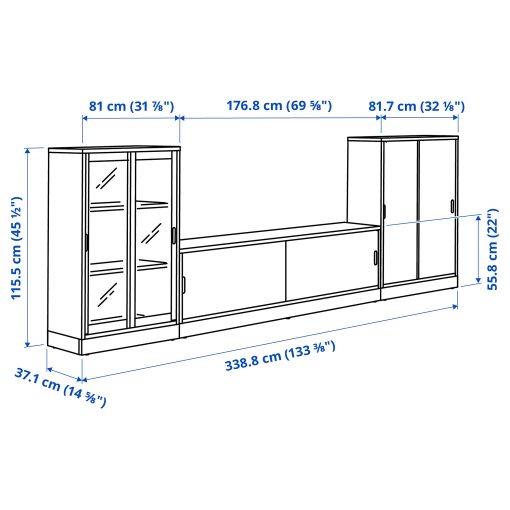 TONSTAD, TV/storage combination with sliding doors, 339x37x116 cm, 695.717.66
