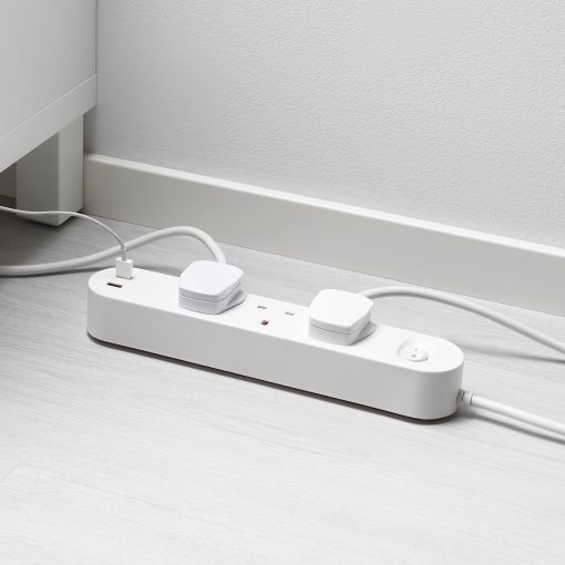 KOPPLA, 3-way socket with 2 USB ports, 3.0 m, 702.809.93