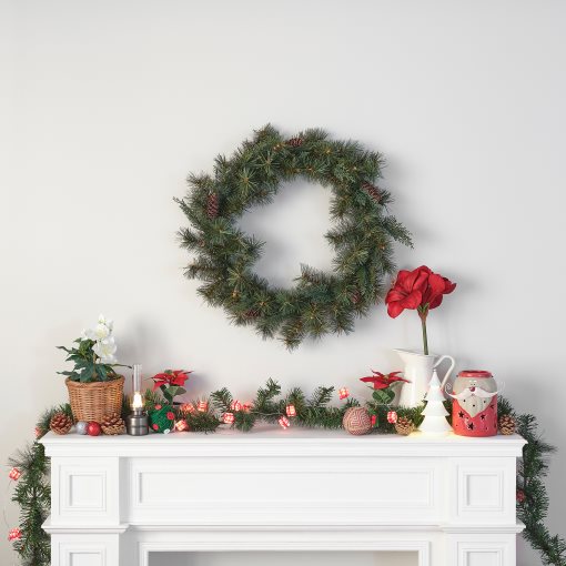 VINTERFINT, στεφάνι/εσωτερικού/εξωτερικού χώρου/κουκουνάρι, 60 cm, 705.621.34