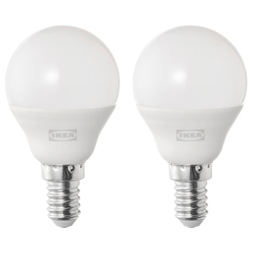 SOLHETTA, LED bulb E14 470 lumen/globe, 2 pack, 705.839.66