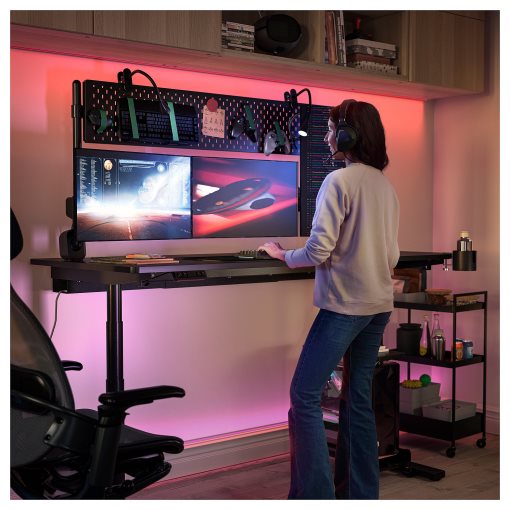 MÅLOMRÅDE, electric gaming desk sit/stand with monitor arms, 180x80 cm, 705.858.09