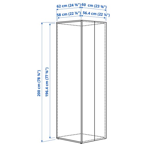 σκελετός με πόρτες, 60x62x200 cm, 705.964.69