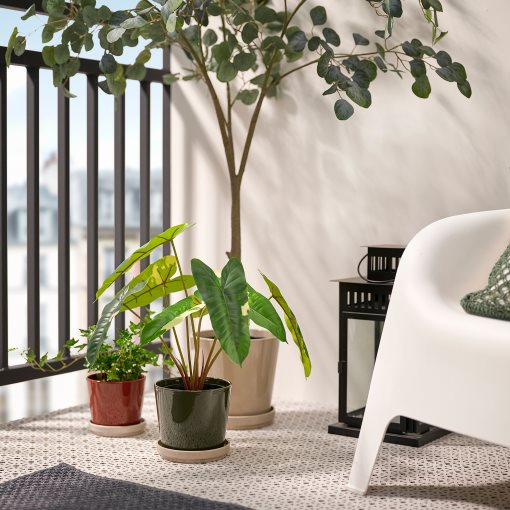 KLOTLÖNN, plant pot with saucer in/outdoor, 12 cm, 705.982.65