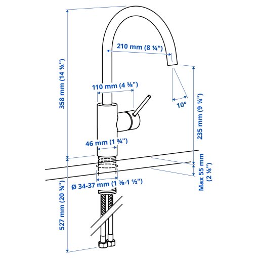 SALLSJÖN, kitchen mixer tap single side lever, 706.009.04
