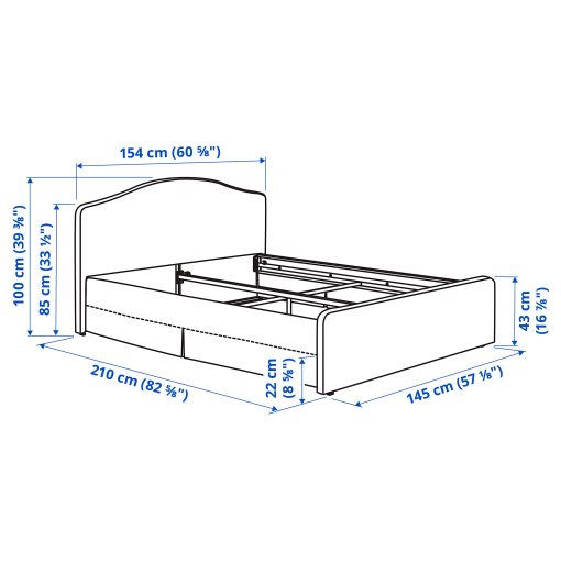RAMNEFJALL, cover bed frame, 140x200 cm, 706.192.39