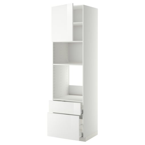 METOD, high cabinet for oven/microwave with door/2 drawers, 60x60x220 cm, 794.542.34