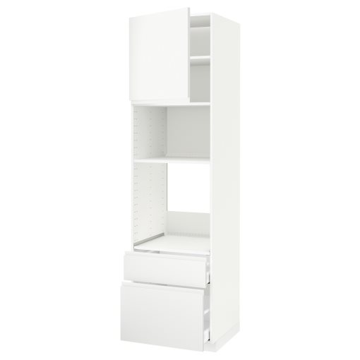 METOD, high cabinet for oven/microwave with door/2 drawers, 60x60x220 cm, 794.612.39