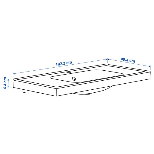 ORRSJON, wash-basin with water trap, 102x49 cm, 795.167.55