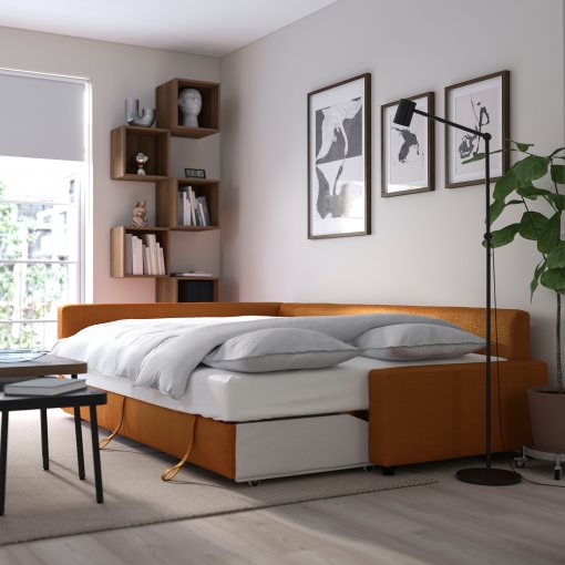 FRIHETEN, corner sofa-bed with storage and extra back cushions, 795.170.57