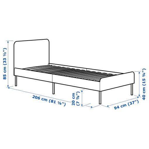 SLATTUM, κρεβάτι με επένδυση, 90x200 cm, 805.712.51