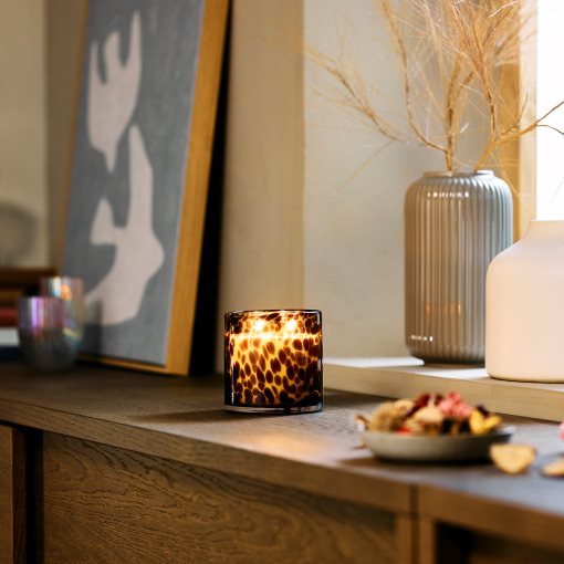 KRONSÅNGARE, scented candle in glass, 2 wicks/Peach, 50 hr, 806.092.92