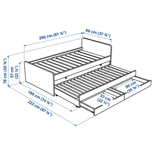 SLÄKT, bed frame with underbed and storage, 892.277.31