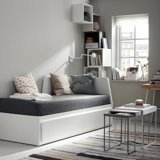 FLEKKE, κρεβάτι επισκέπτη day bed 2 συρτάρια/2 στρώματα, 80x200 cm, 894.959.36