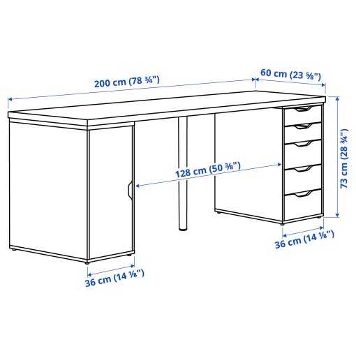 LAGKAPTEN/ALEX, desk, 200x60 cm, 895.216.95