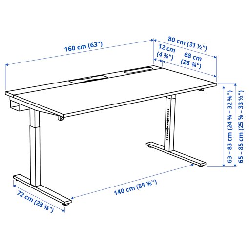 MITTZON, desk, 160x80 cm, 895.291.06