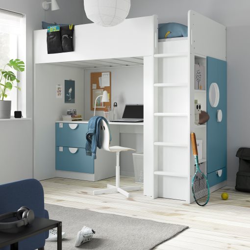 SMÅSTAD, loft bed with desk with 3 drawers, 90x200 cm, 895.420.23