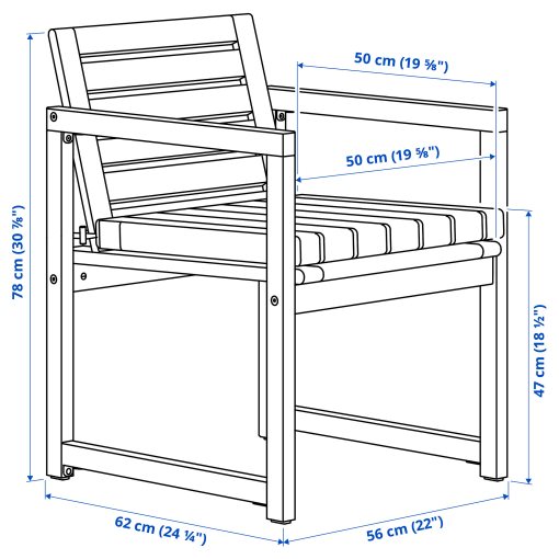 NÄMMARÖ, τραπέζι με 6 καρέκλες με μπράτσα/εξωτερικού χώρου, 200x75 cm, 895.752.78