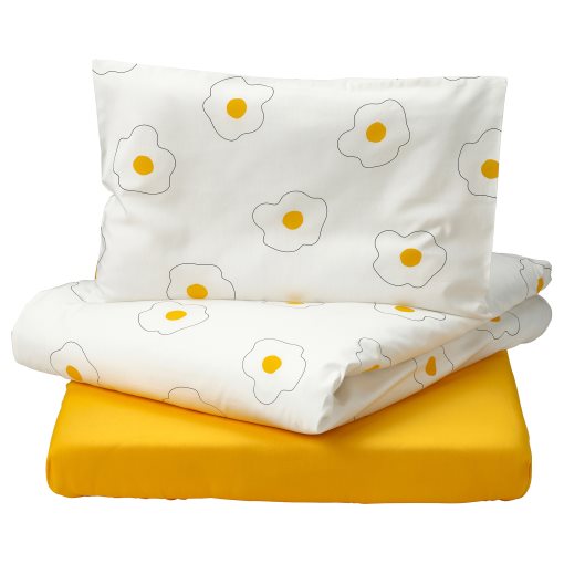ÖGONLOCKSMAL, 3-piece bedlinen set for cot, 70x140 cm, 905.985.23