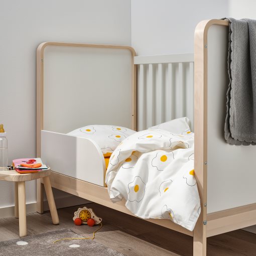 ÖGONLOCKSMAL, 3-piece bedlinen set for cot, 70x140 cm, 905.985.23