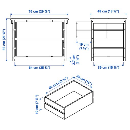 KRONÖREN, chest of 2 drawers, 76x48x55 cm, 906.107.99