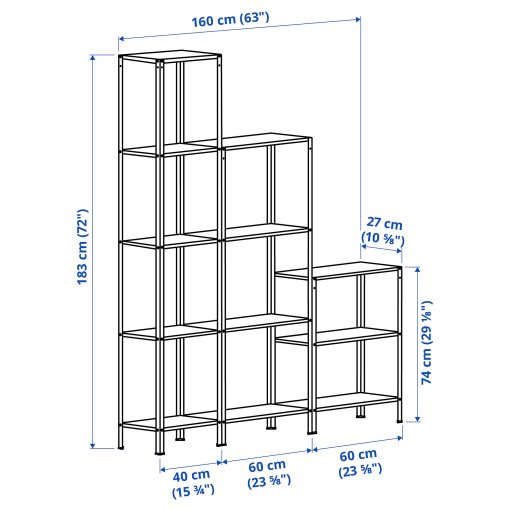 HYLLIS, shelving unit in/outdoor, 160x27x74-183 cm, 994.015.55