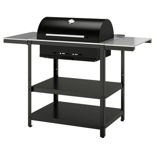 GRILLSKÄR, charcoal barbecue with 2 side tables, 994.952.24