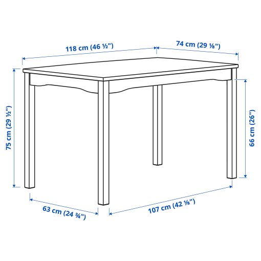 HAUGA/STEFAN, table and 4 chairs, 118x74 cm, 995.749.14