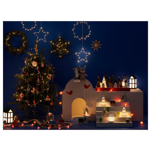 STRÅLA, decorative table lamp with built-in LED light source/house/battery-operated, 28 cm, 005.629.48