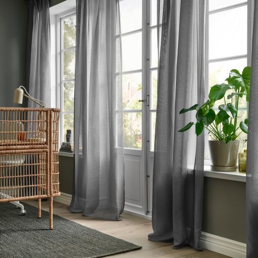 STENFRÖ, sheer curtains with heading tape/1 pair, 145x300 cm, 005.948.88