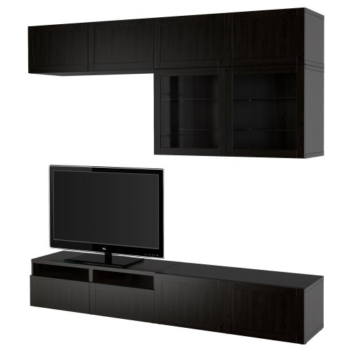 BESTÅ, TV storage combination/glass doors/drawers push open, 240x42x231 cm, 094.123.51