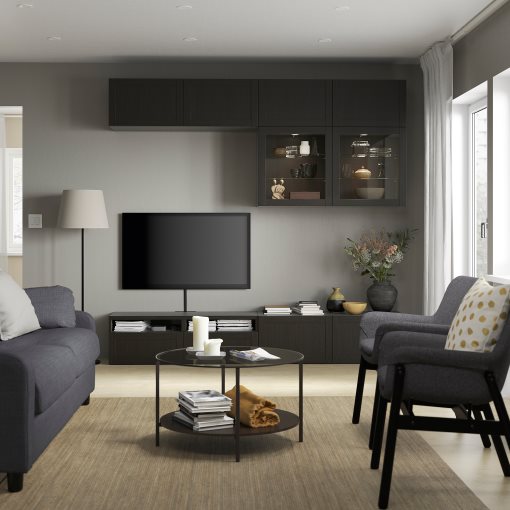 BESTÅ, TV storage combination/glass doors/drawers push open, 240x42x231 cm, 094.123.51