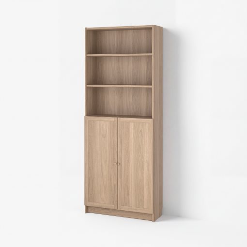 BILLY/OXBERG, bookcase with doors, 80x30x202 cm, 094.833.67
