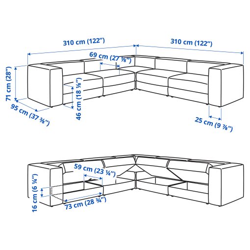 JÄTTEBO, πολυμορφικός 6θέσιος γωνιακός καναπές, 094.852.53