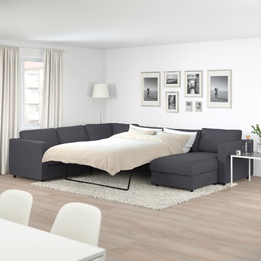 VIMLE, corner sofa-bed, 5-seat with chaise longue, 095.452.66