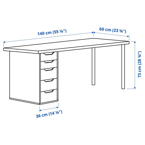 LAGKAPTEN/ALEX, desk, 140x60 cm, 095.853.80