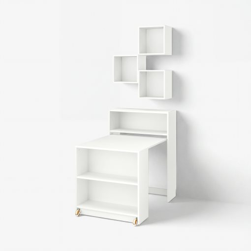 BILLY/EKET, bookcase combination with foldable table, 80x106 cm, 095.906.59