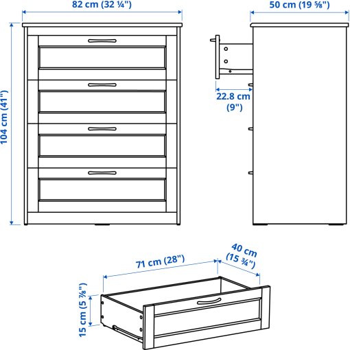 SONGESAND, chest of 4 drawers, 103.667.77
