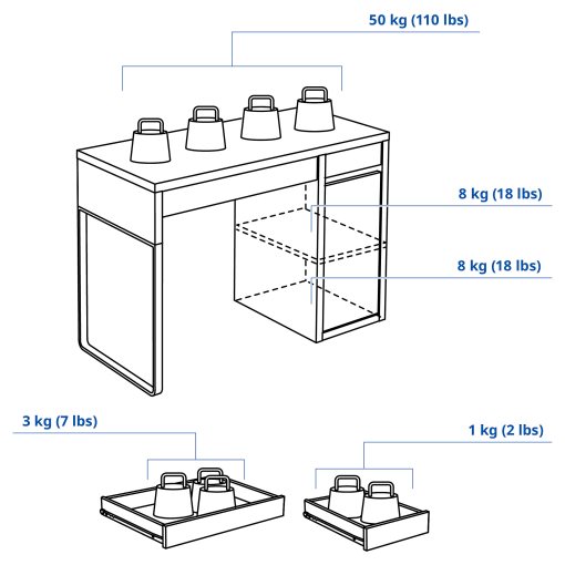 MICKE, γραφείο, 105x50 cm, 104.898.39