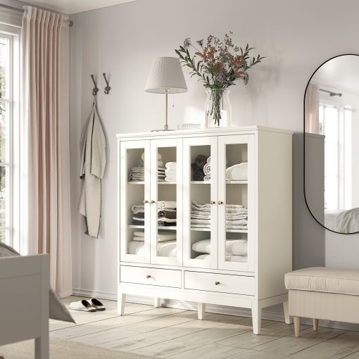 IDANÄS, cabinet with bi-folded glass doors, 121x50x135 cm, 104.960.38