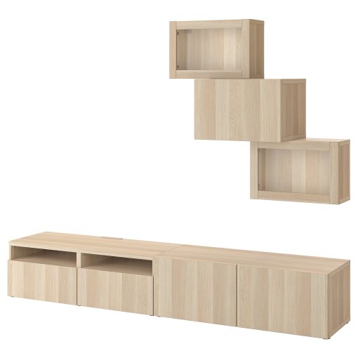 BESTÅ, TV storage combination/glass doors/drawers push open, 240x42x190 cm, 194.113.08